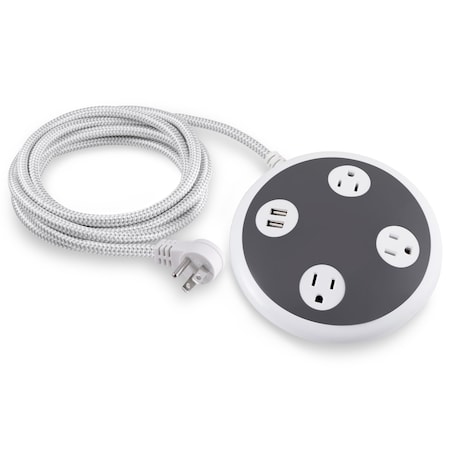 Jasco Outlet Strip, Surge, USB, 8 ft., Gray/White 41386